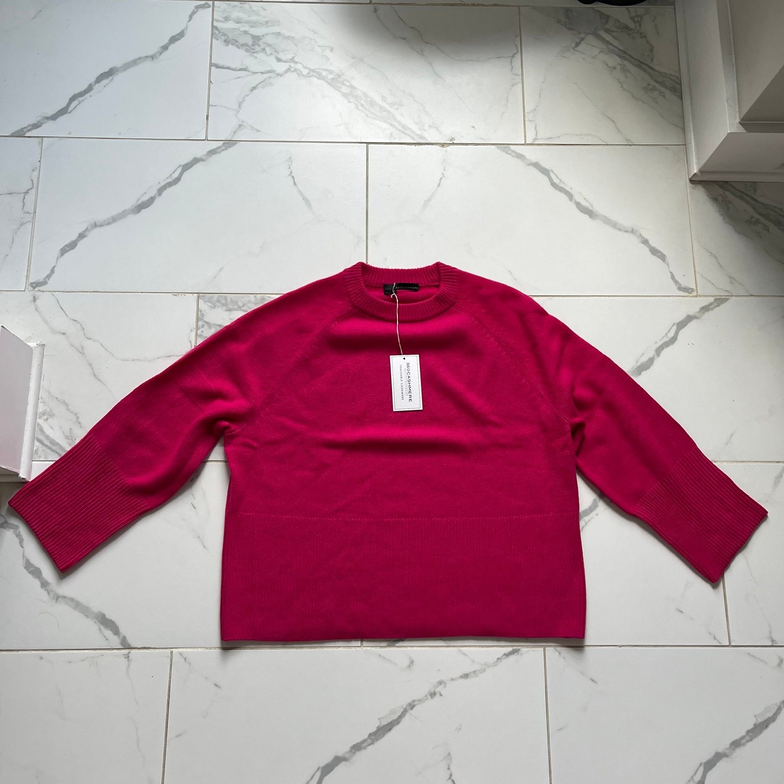 Nwt 360 Cashmere Magenta Pink Sweater 100% Cashmere Size Large